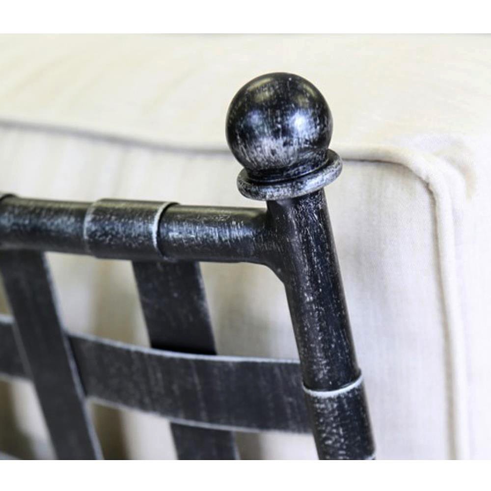 Aurore Cream Cushion Black Welt Metal Rocking Outdoor Club Chair|