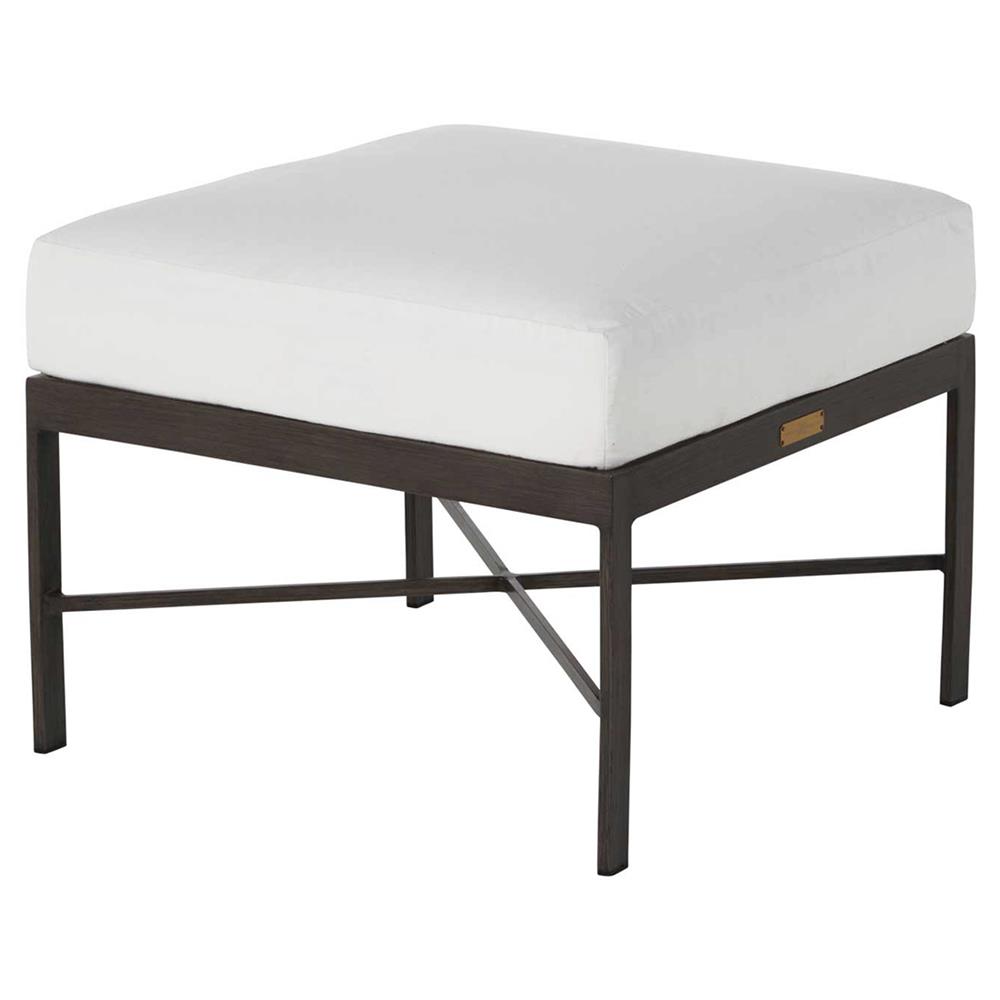 Monaco French Slate Grey Aluminum Performance Outdoor Ottoman|