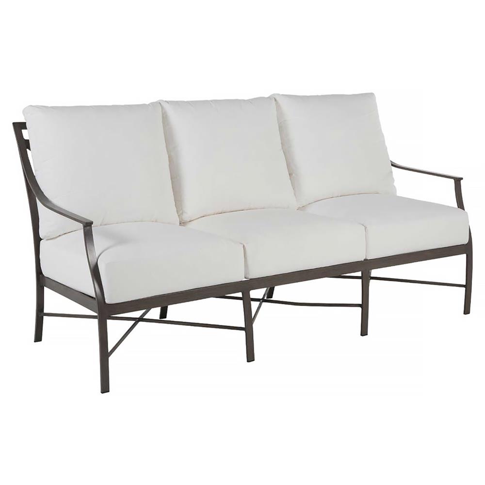 Monaco French White Cushion Grey Aluminum Outdoor Sofa - 75"W|
