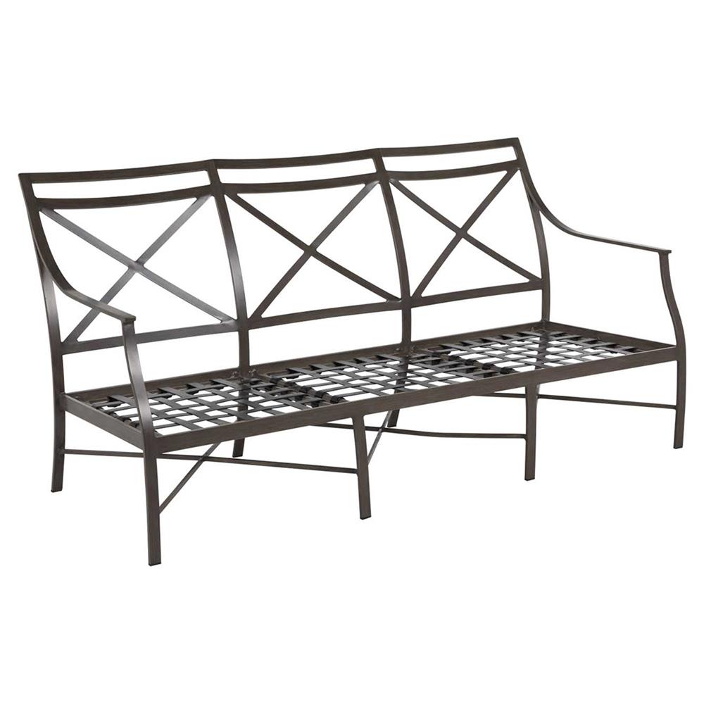 Monaco French White Cushion Grey Aluminum Outdoor Sofa - 75"W|