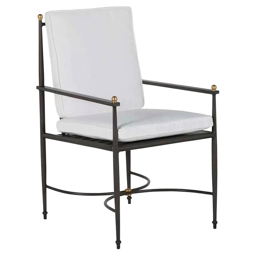 Roma Slate Grey Gold Aluminum White Cushion Outdoor Dining Chair|