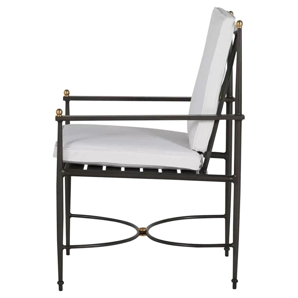 Roma Slate Grey Gold Aluminum White Cushion Outdoor Dining Chair|