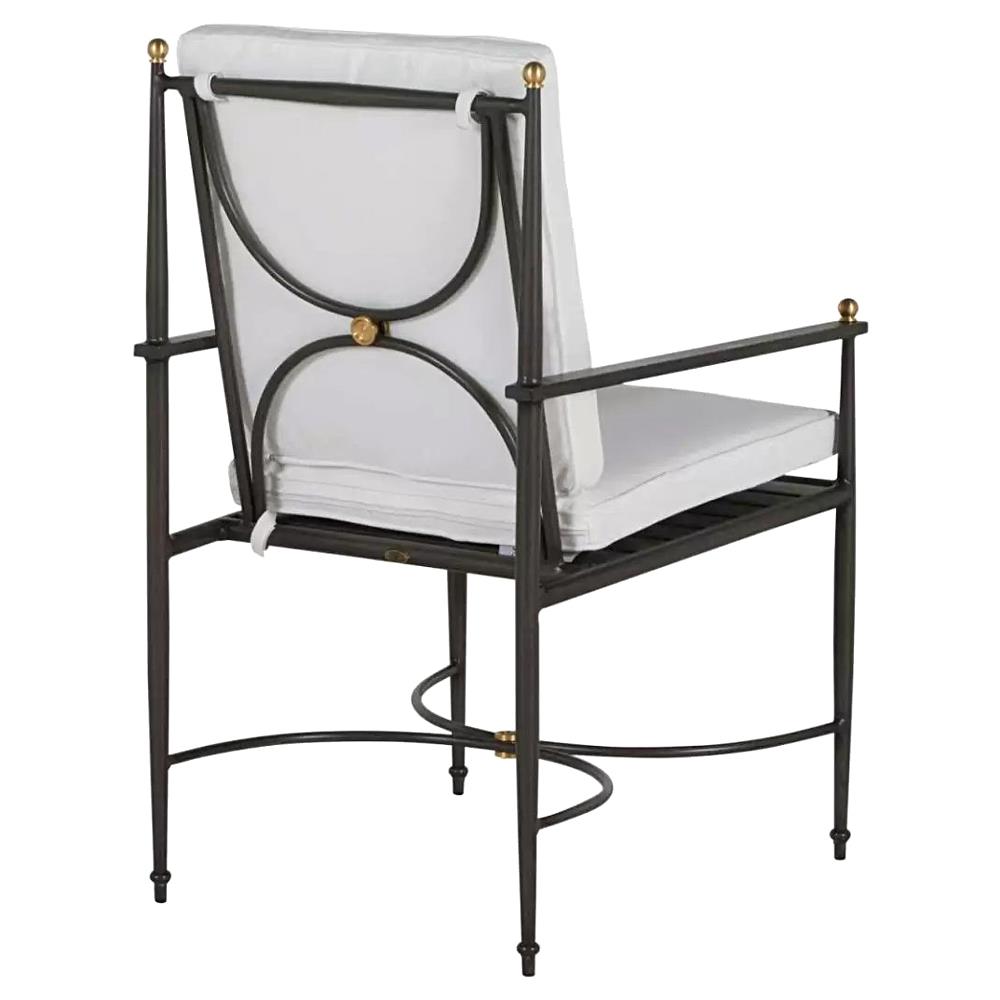 Roma Slate Grey Gold Aluminum White Cushion Outdoor Dining Chair|