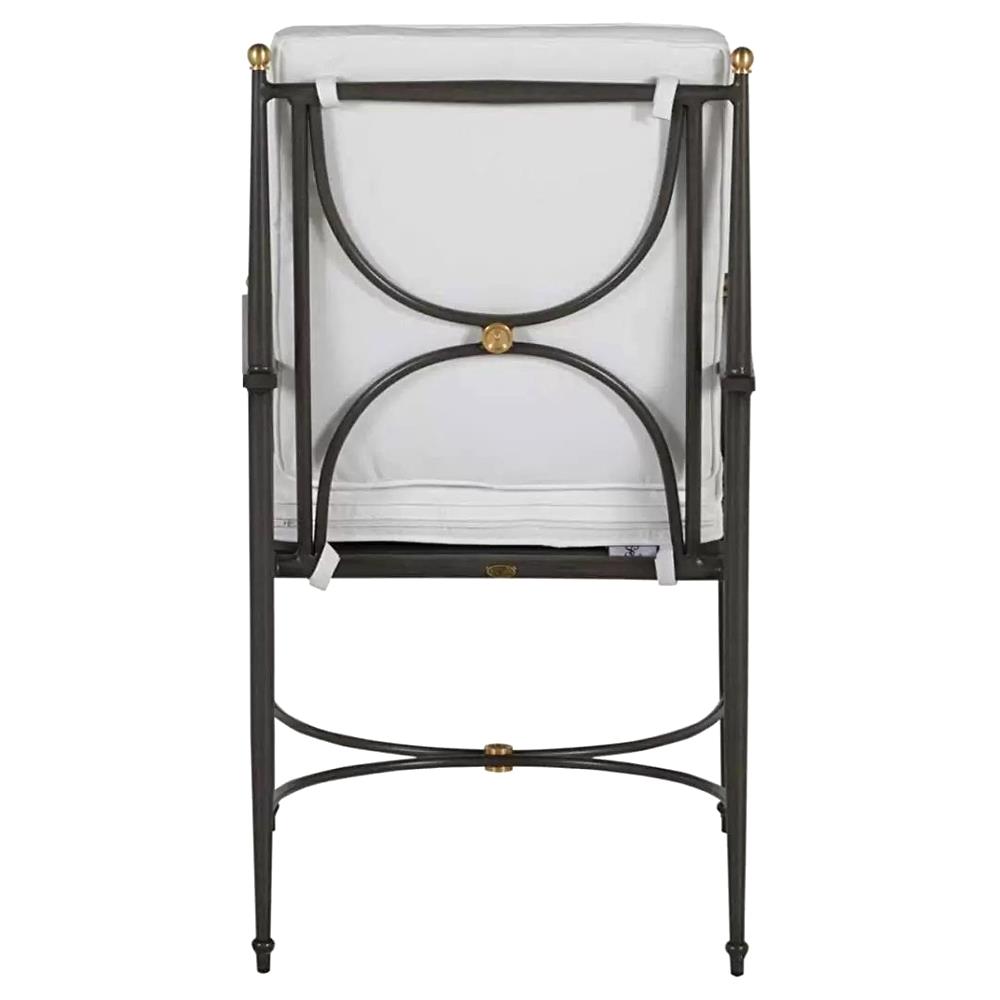 Roma Slate Grey Gold Aluminum White Cushion Outdoor Dining Chair|