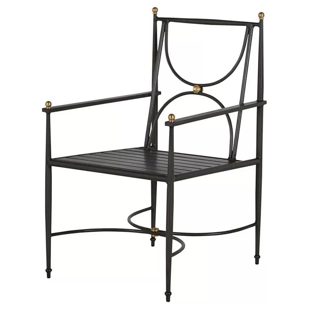 Roma Slate Grey Gold Aluminum White Cushion Outdoor Dining Chair|