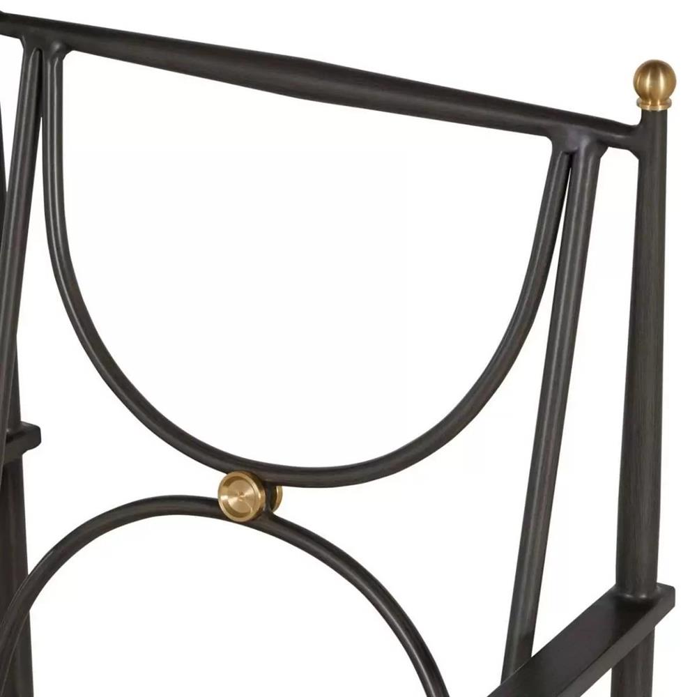 Roma Slate Grey Gold Aluminum White Cushion Outdoor Dining Chair|