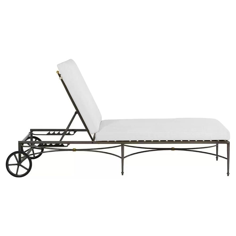 Roma Slate Grey Aluminum White Cushion Outdoor Chaise Lounge|