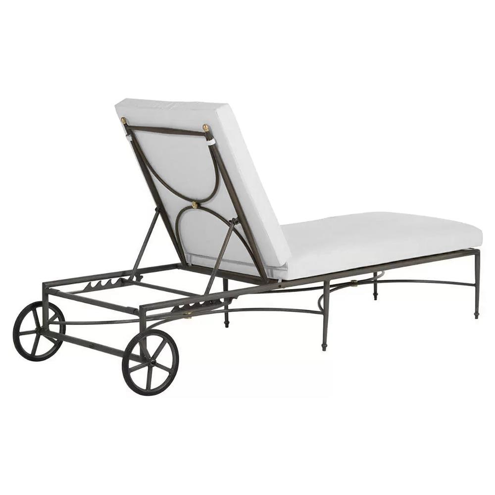 Roma Slate Grey Aluminum White Cushion Outdoor Chaise Lounge|