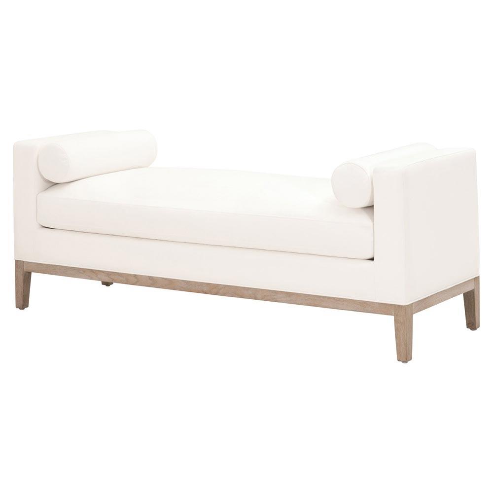 Kelly Modern Classic White Performance Cushioned Grey Oak Frame Bedroom Bench|