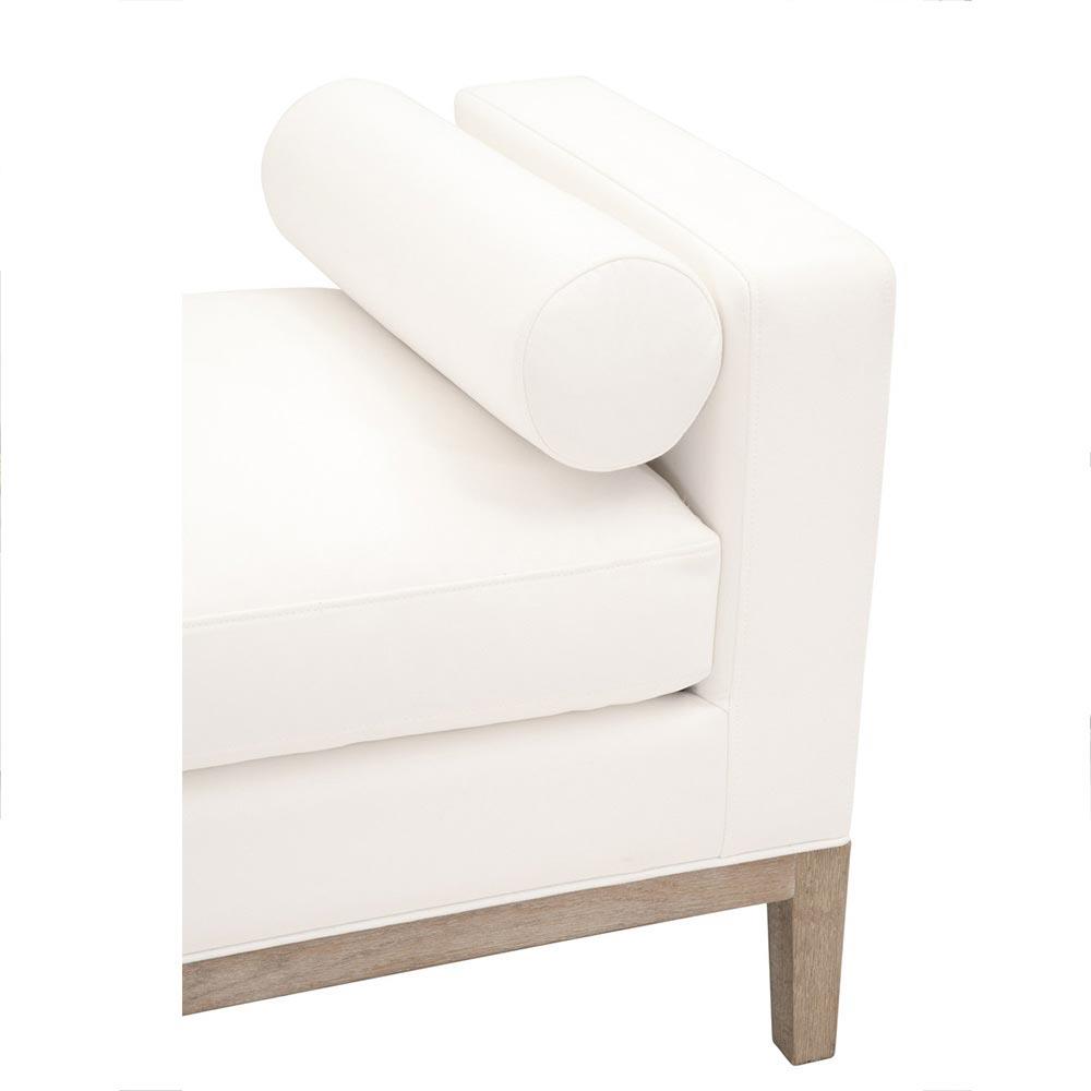 Kelly Modern Classic White Performance Cushioned Grey Oak Frame Bedroom Bench|