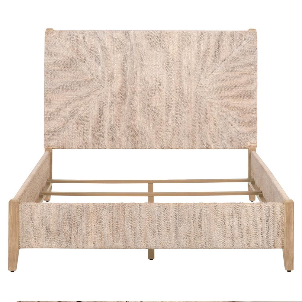 Laurice French Country Woven Abaca Rope Mahogany Platform Bed - Queen|