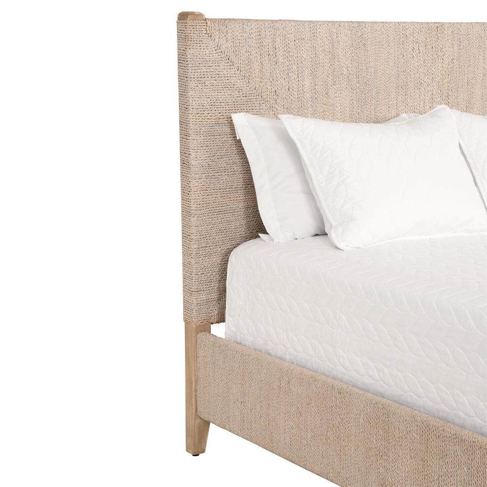 Laurice French Country Woven Abaca Rope Mahogany Platform Bed - Queen|