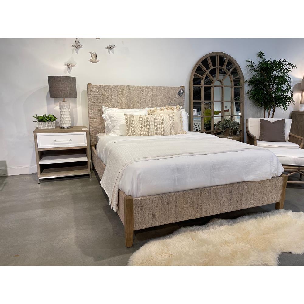 Laurice French Country Woven Abaca Rope Mahogany Platform Bed - Queen|