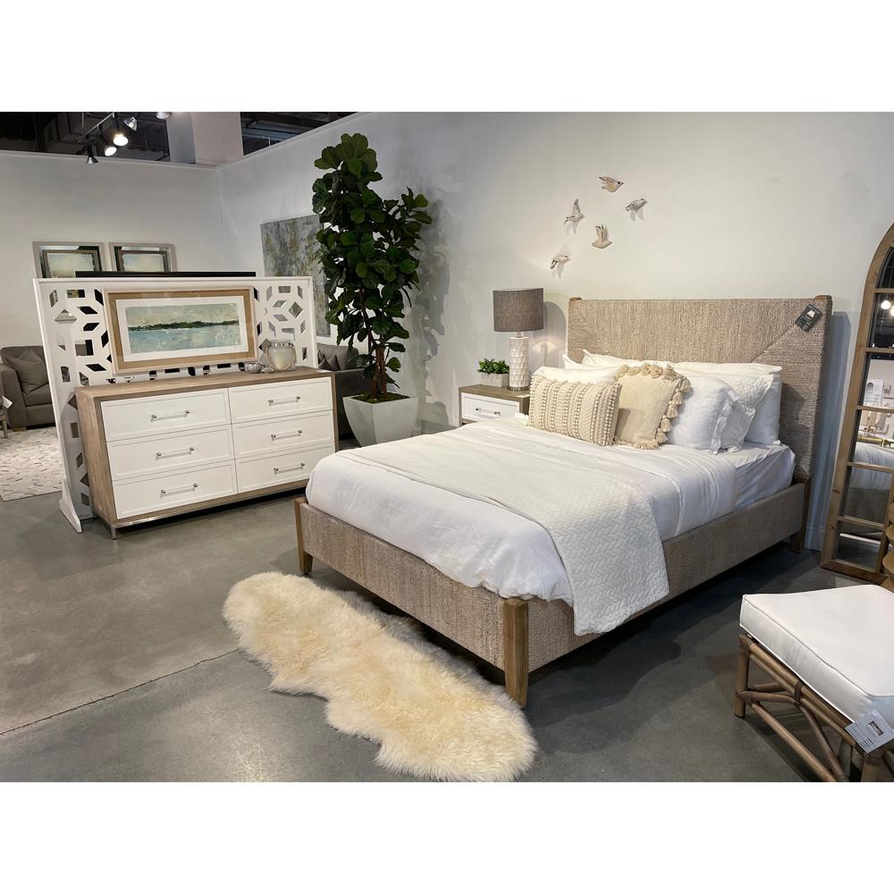 Laurice French Country Woven Abaca Rope Mahogany Platform Bed - Queen|