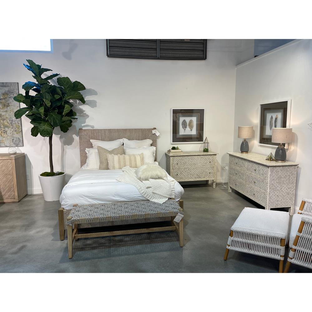 Laurice French Country Woven Abaca Rope Mahogany Platform Bed - Queen|