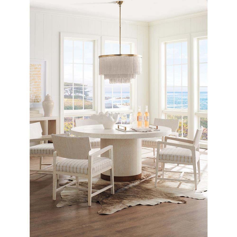 Selfridge White Oak Wood Brass Base Round Dining Table - 60"W|