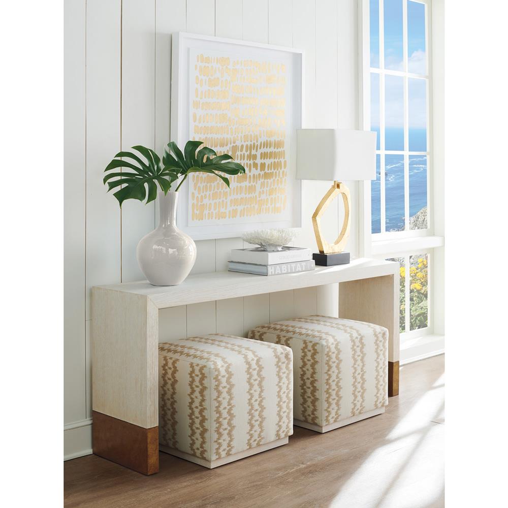 Spindrift Modern Classic White Wood Brass Base Console Table|