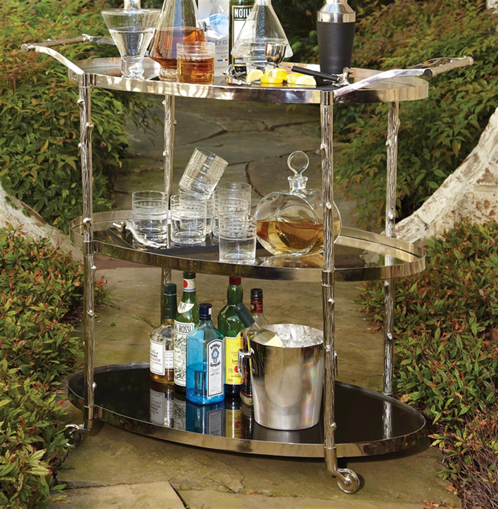 Wesley Modern Classic Nickel Twig Bar Cart|