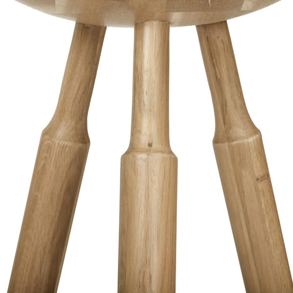 Rowel Rustic Lodge Brown Oak Wood Backless Counter Stool|