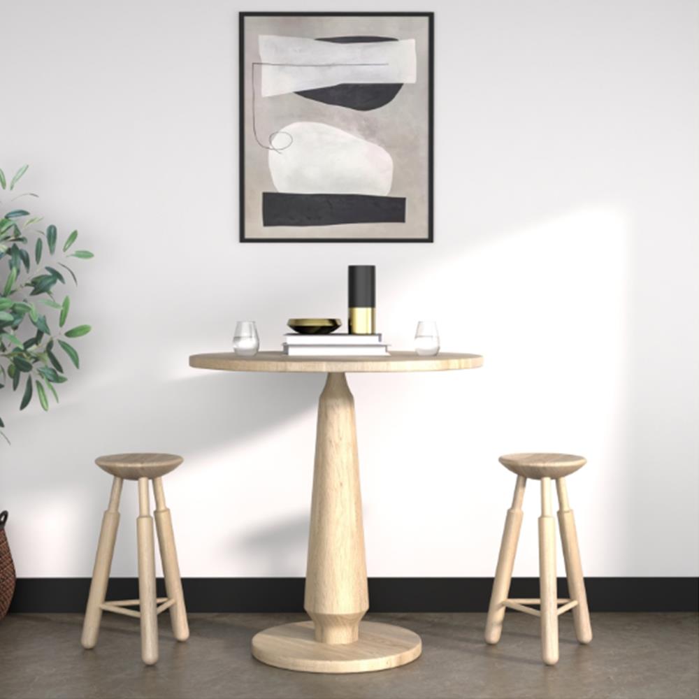 Rowel Rustic Lodge Brown Oak Wood Backless Counter Stool|