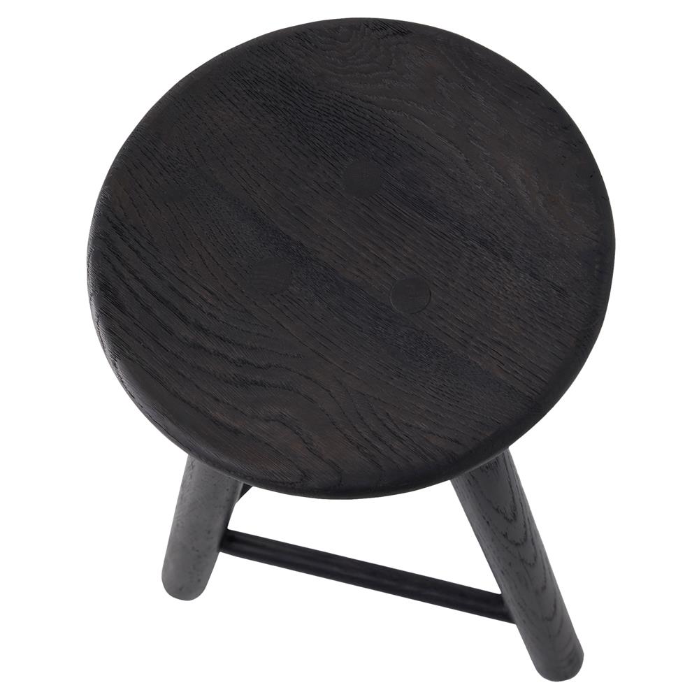 Rowel Rustic Lodge Black Oak Wood Backless Counter Stool|