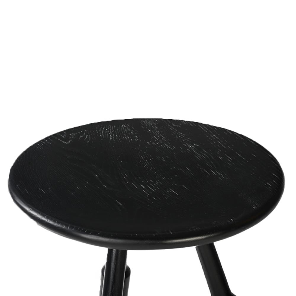 Rowel Rustic Lodge Black Oak Wood Backless Counter Stool|