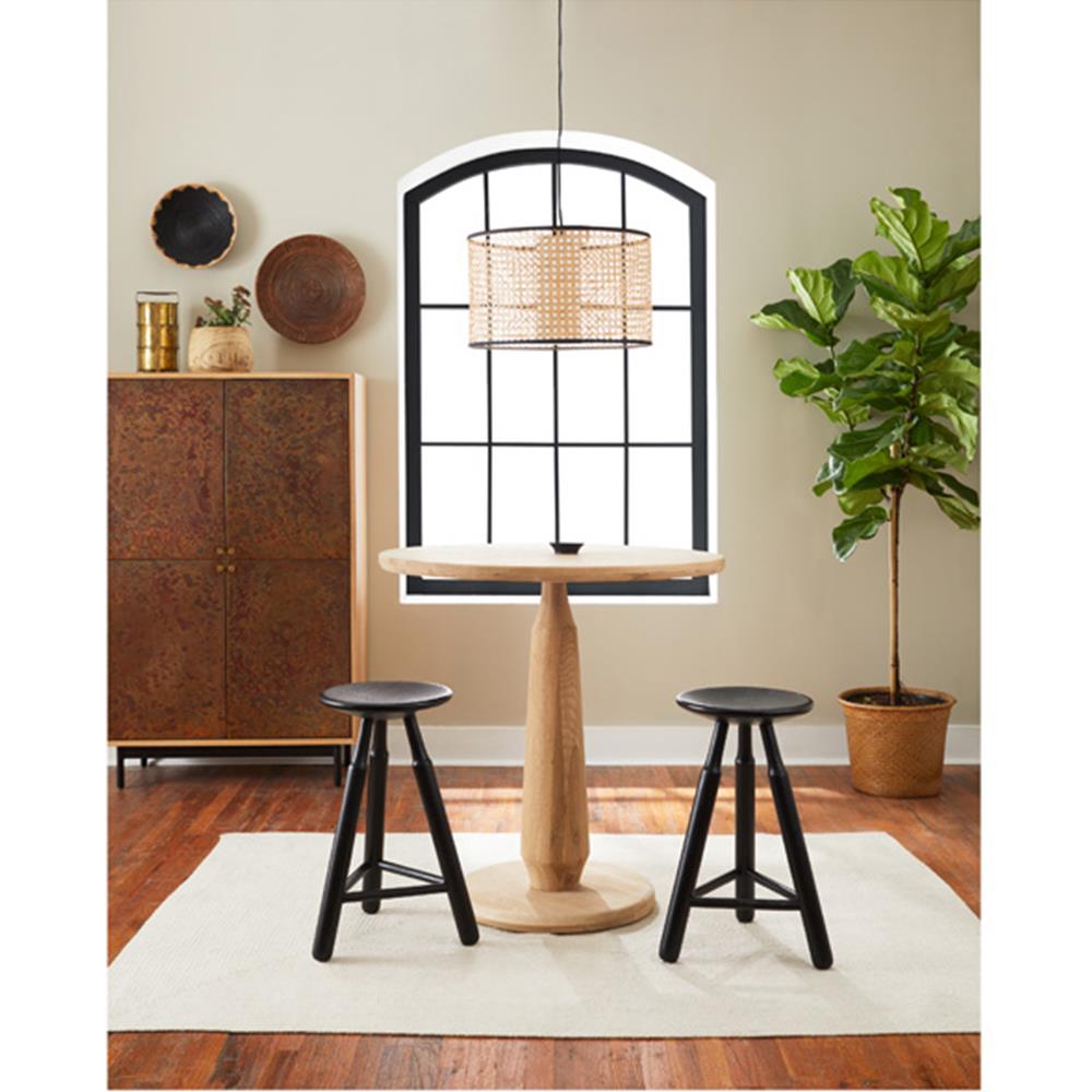 Rowel Rustic Lodge Brown Oak Wood Round Dining Counter Table - 36"W|