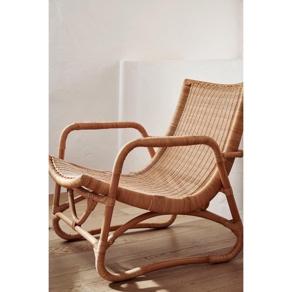 Adelaide Coastal Beach Natural Rattan Lounge Chair with Ottoman