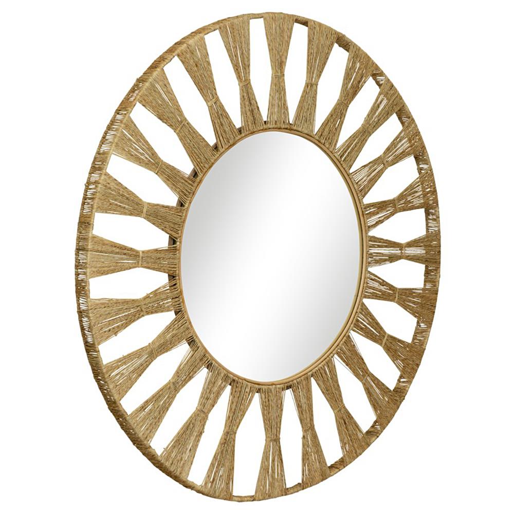 Oscar Coastal Beach Natural Jute Frame Round Wall Mirror|