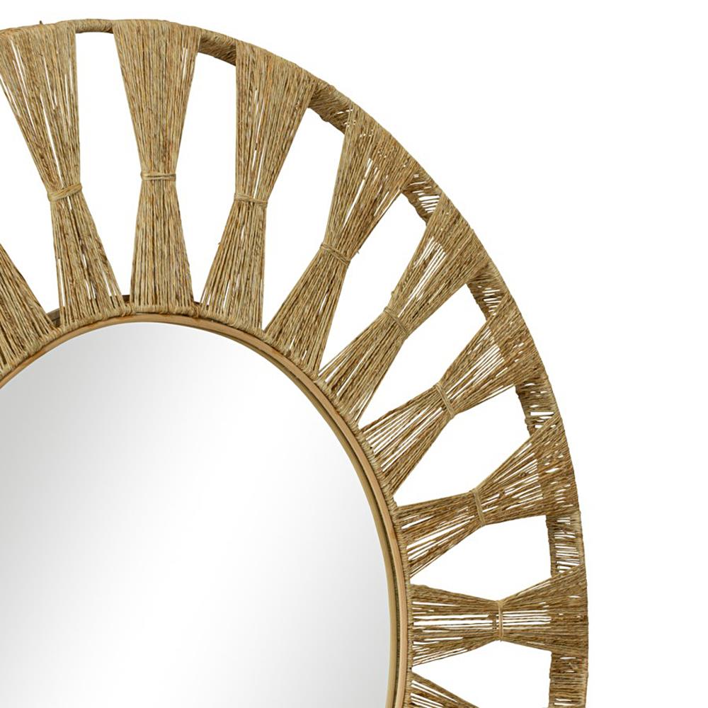 Oscar Coastal Beach Natural Jute Frame Round Wall Mirror|