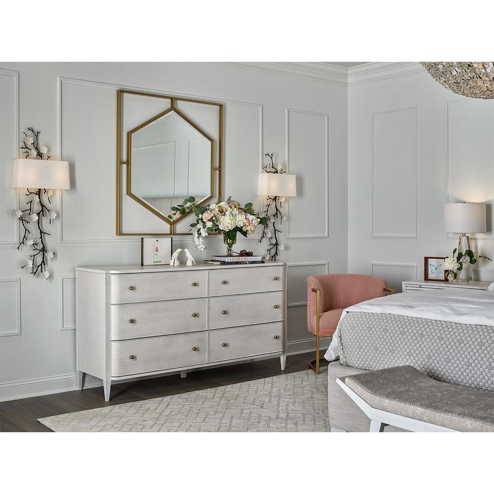 modern cream dresser Better Home Products Velvet 6 Drawer Dresser with Gold Legs in Cream