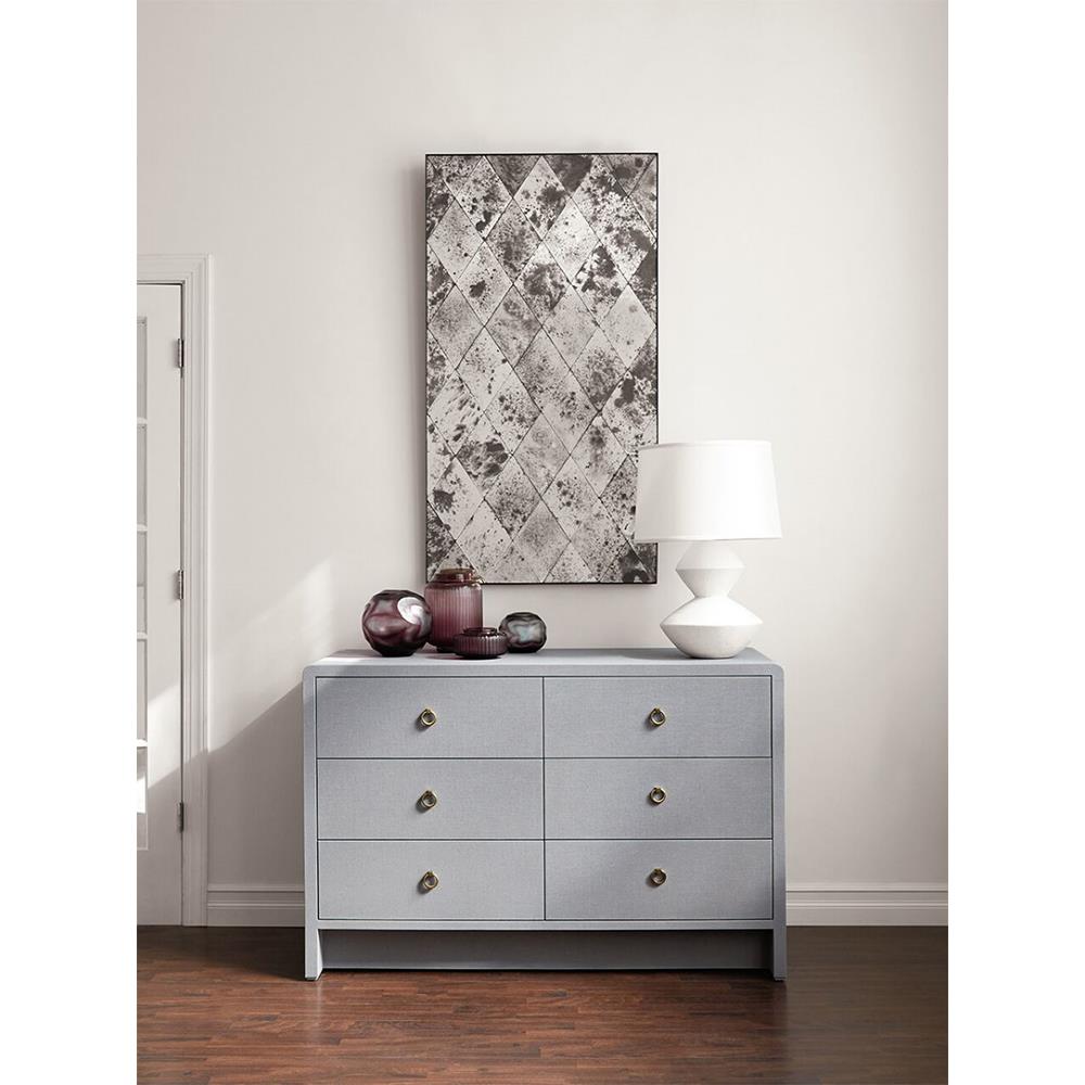 Bryant Coastal Beach | Grey Lacquered Linen Double Dresser | Wood/Metal | Kathy Kuo Home Bryant Coastal Beach | Grey Lacquered Linen Double Dresser | Wood/Metal | Kathy Kuo Home