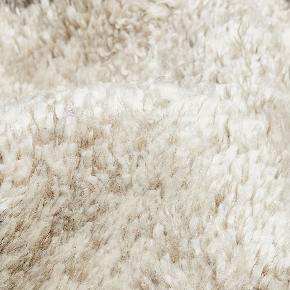 Shaggy Moroccan Linen Beige Wool Diamond Patterned Rug - 5'x8'|