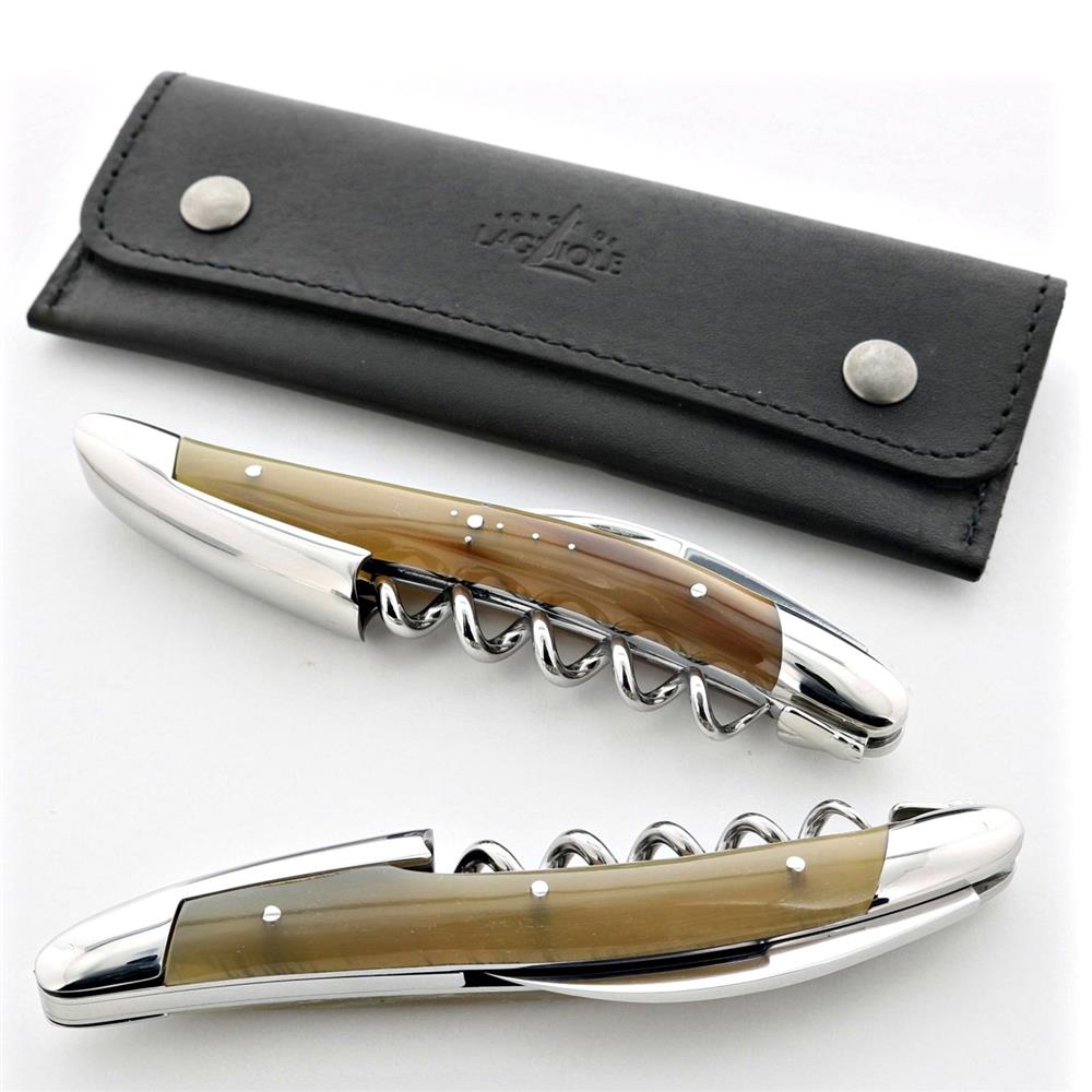 Forge de Laguiole Modern Silver Stainless Steel Horn Tip Handle Corkscrew|