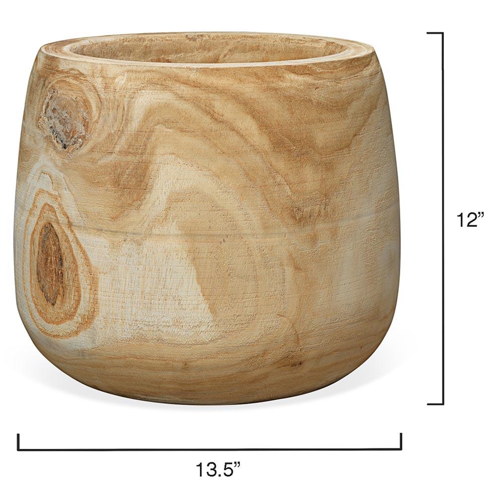 Blake Coastal Brown Wood Textured Basin Vase|