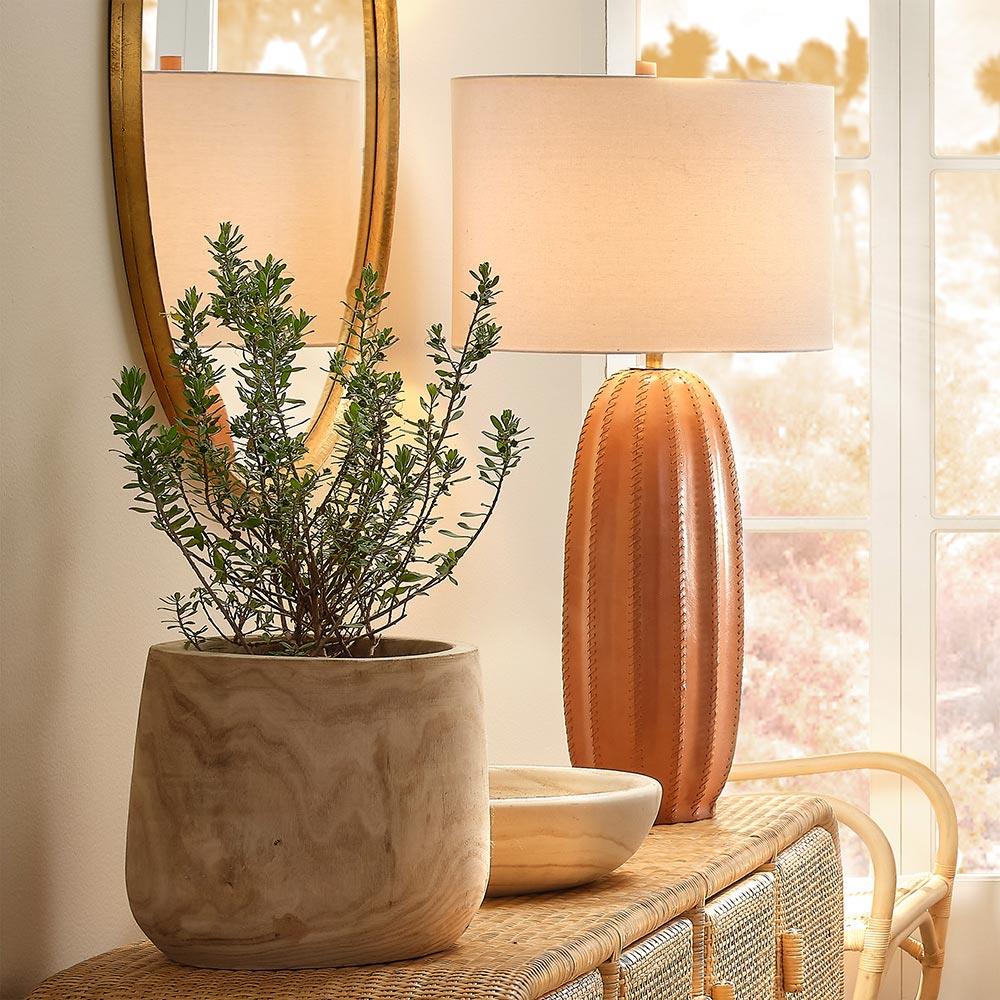 Blake Coastal Brown Wood Textured Basin Vase|