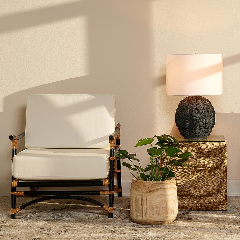 Blake Coastal Brown Wood Textured Basin Vase|