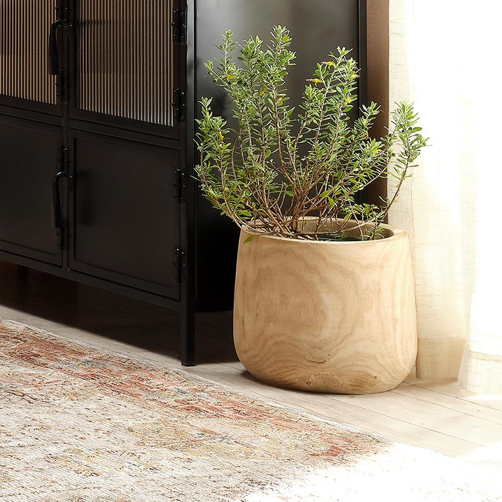 Blake Coastal Brown Wood Textured Basin Vase|