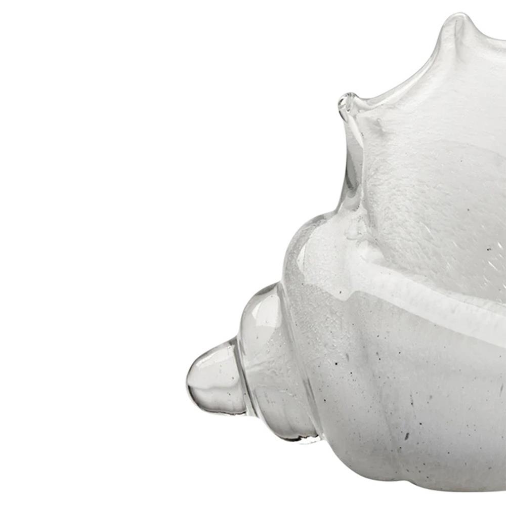 Tristan Coastal Beach White Hand Blown Glass Shell Sculpture|