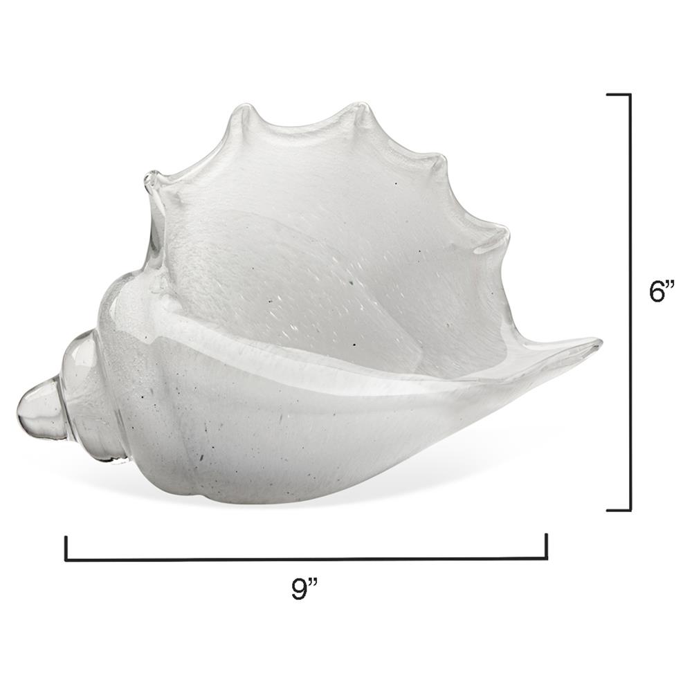 Tristan Coastal Beach White Hand Blown Glass Shell Sculpture|