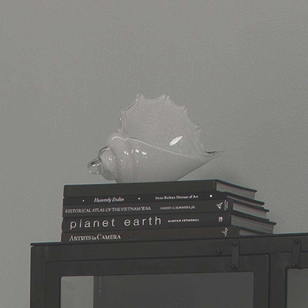 Tristan Coastal Beach White Hand Blown Glass Shell Sculpture|