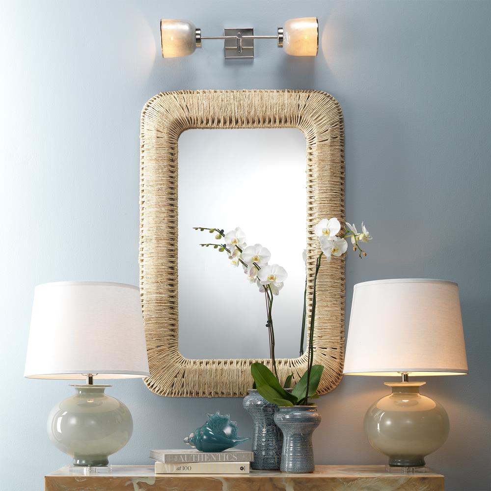 Frida Coastal Beach Beige Rope Rectangular Wall Mirror Large (41