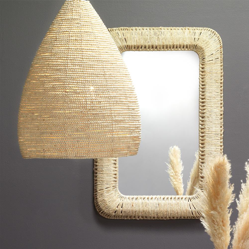 Frida Coastal Beach Beige Rope Rectangular Wall Mirror Large (41