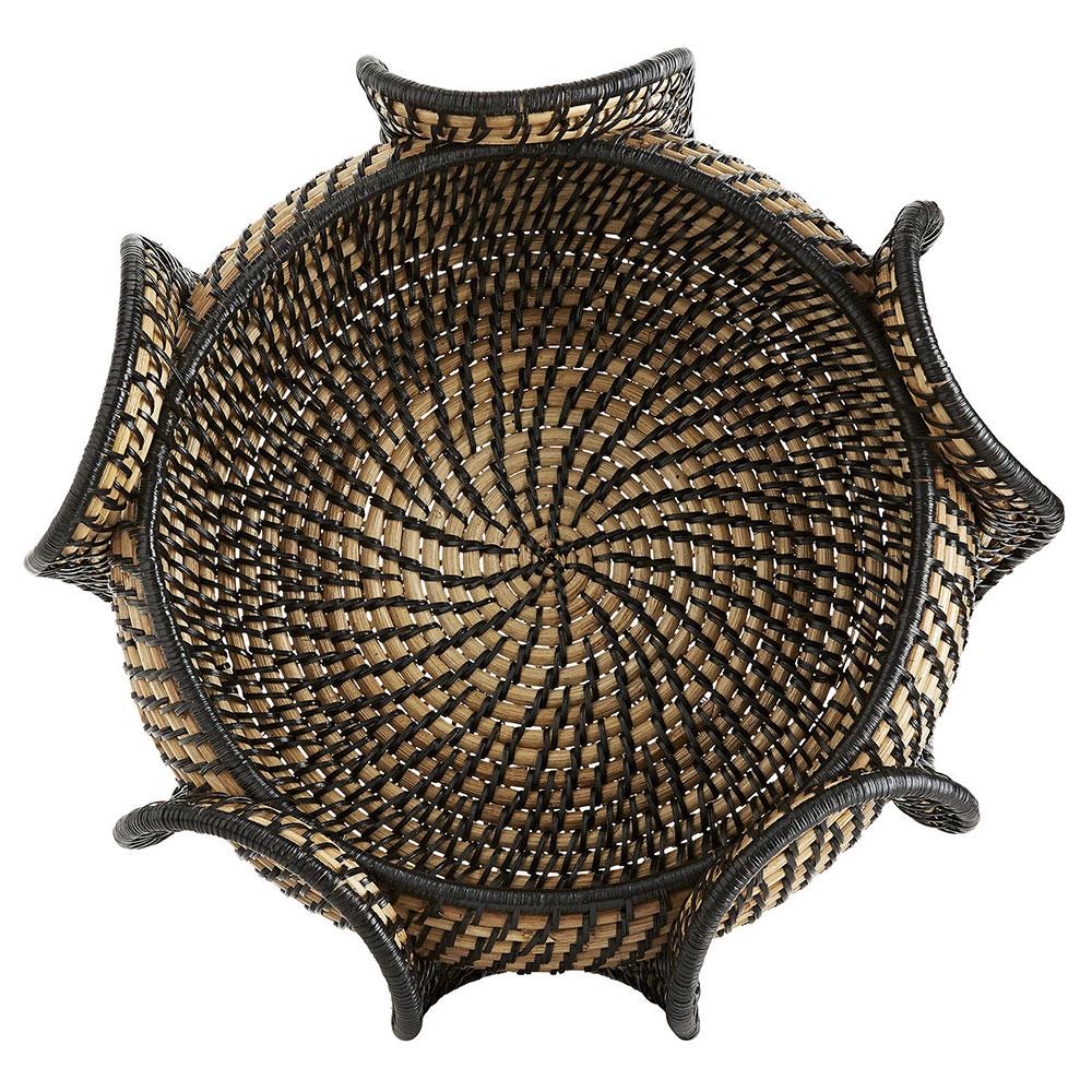 Grisha Coastal Beach Black Natural Rattan Decorative Bowl|