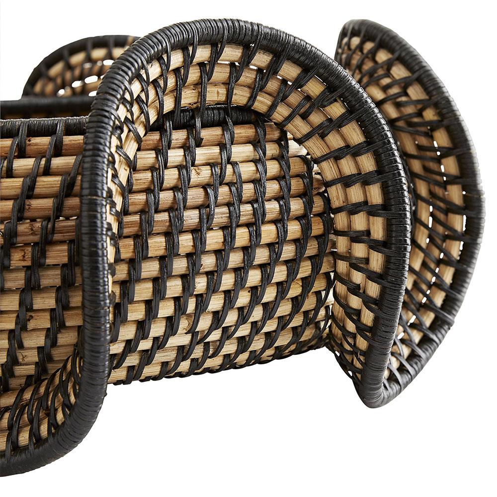 Grisha Coastal Beach Black Natural Rattan Decorative Bowl|