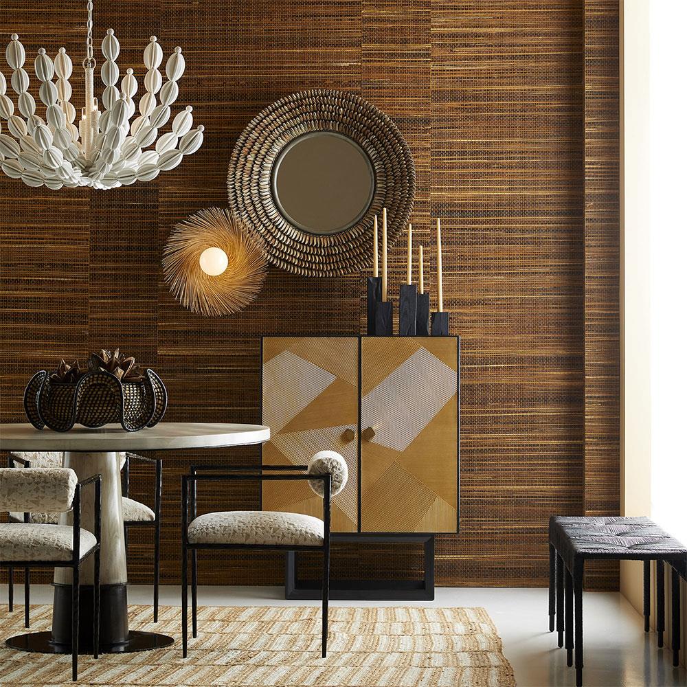 Grisha Coastal Beach Black Natural Rattan Decorative Bowl|