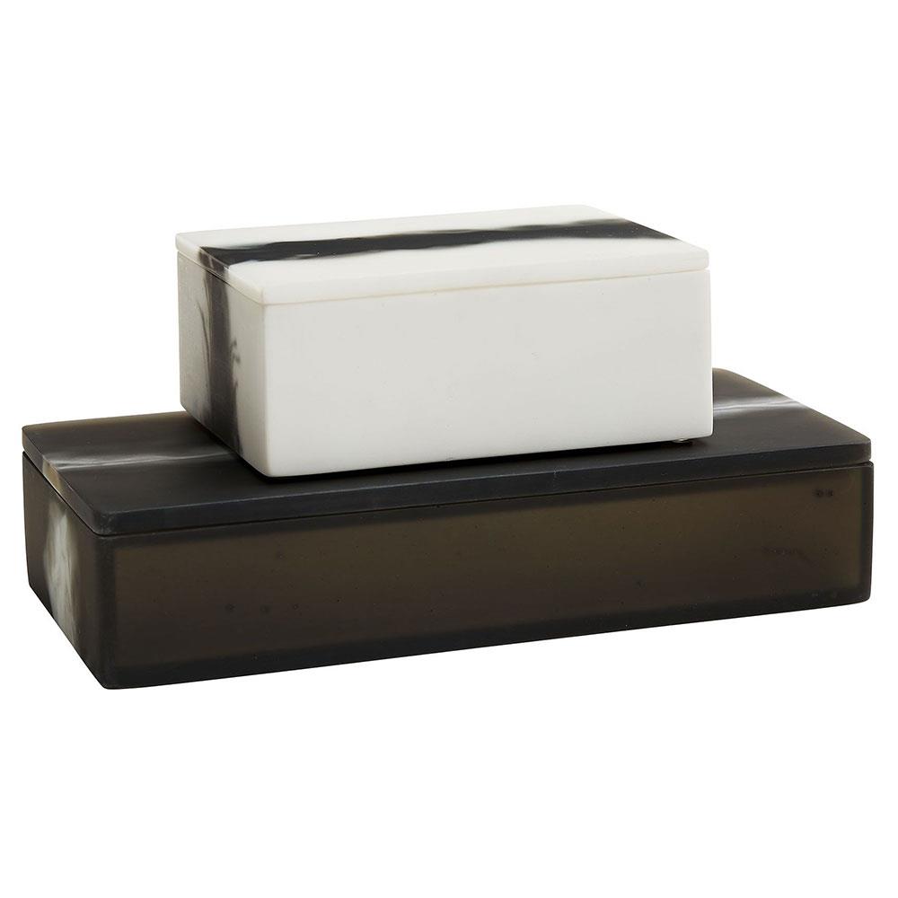 Hollie Modern Black And White Resin Decorative Boxes - Set of 2|