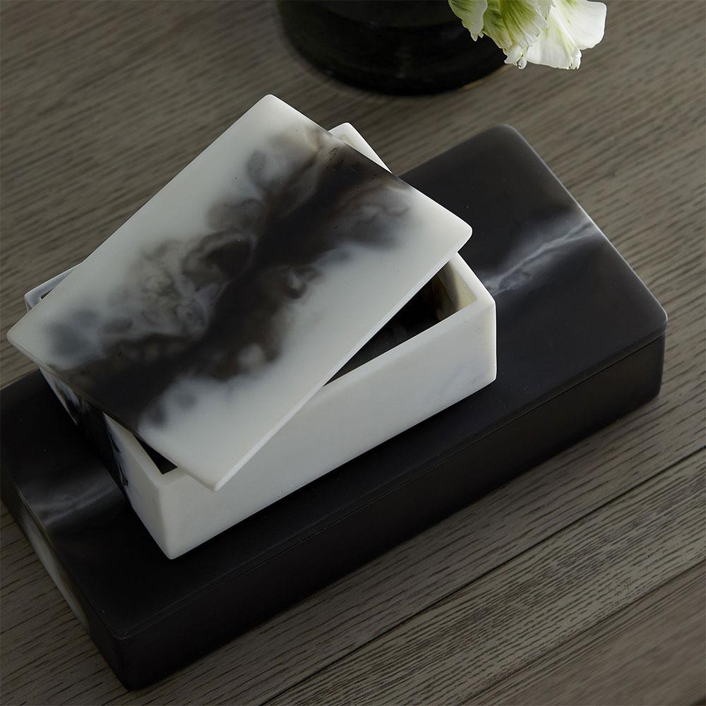 Hollie Modern Black And White Resin Decorative Boxes - Set of 2|