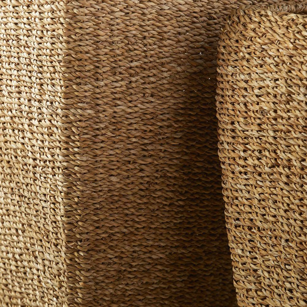 Zuri French Country Brown Woven Seagrass Square Basket Planter - Set of 2|