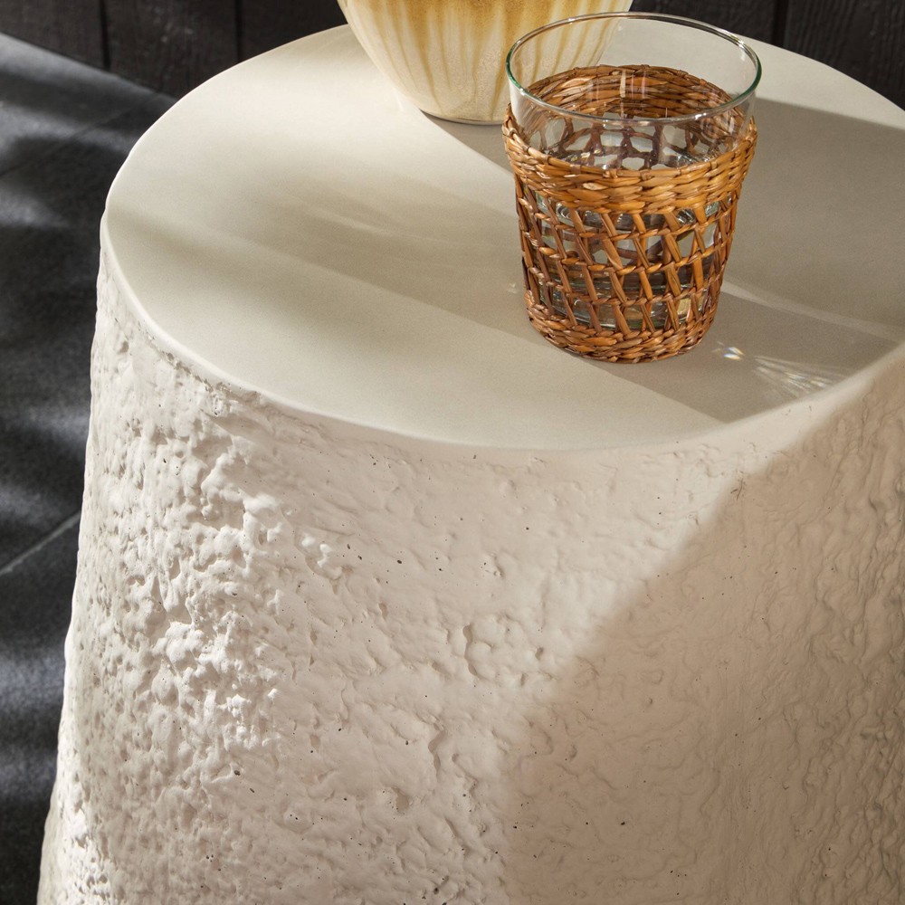 Otto Modern Classic White Concrete Outdoor Tapered End Table|